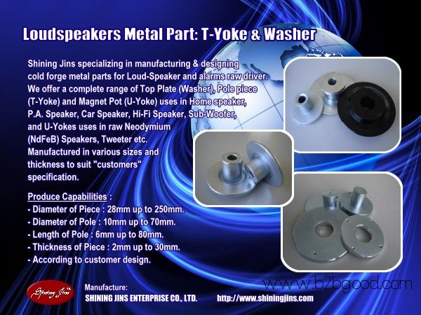 Аудиоводители верхние таблички (Washers) и задние таблички (T-Yokes), сделанные на Тайване